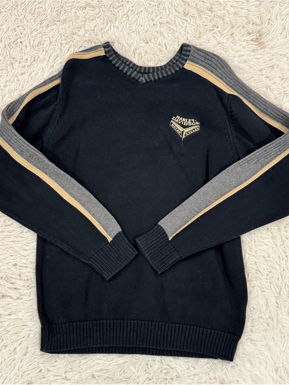 Vintage Harley-Davidson Black V-Neck Crew Sweater